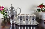 Sterling Silver Jug Set, Pure Silver Jug, glass and tray set, Pure silver drinkware set, Real silver Jug, glass and tray set, Pure silver jug, tray and 6 glass set