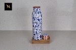 Blue Vine Enamel Pure Copper Water Bottle 1L, Pure Copper Water bottles, Natural and healthy water bottles No plastics