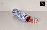 Blue Vine Enamel Pure Copper Water Bottle 1L, Pure Copper Water bottles, Enamel printed copper bottles