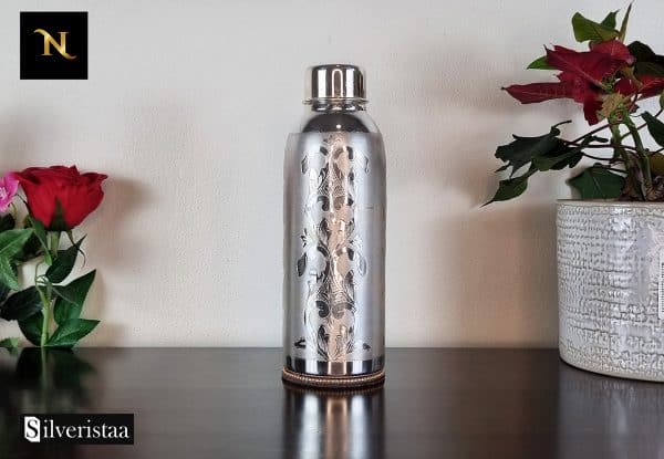 Silver Designer Water Bottle, Silver Water Bottle, Sterling Silver, Silver, Silver bottle, Silver medium sized water bottle