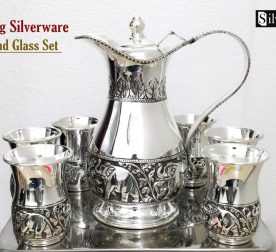 Sterling Silver Glass, Pure Silver Jug ang Glass, Pure Silver Jug Glass Set