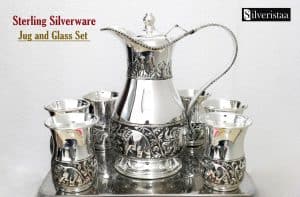 Sterling Silver Glass, Pure Silver Jug ang Glass, Pure Silver Jug Glass Set