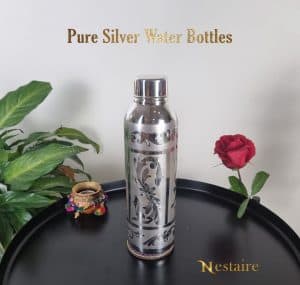 Pure Silver Water Bottle Medium Sized, 750ml Silver bottle, High quality beautiful water bottle, precious metal water bottle, healthy water bottles