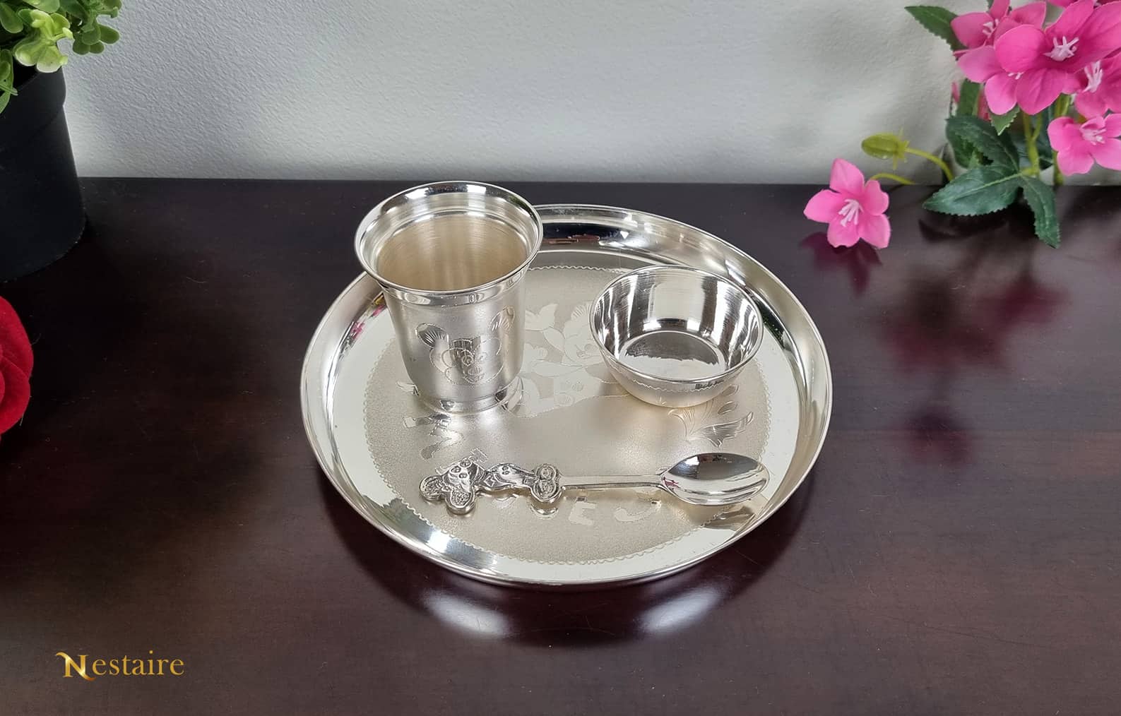 Pure Silver Infant Gift Set, Pure Silver Small Gift Set, New Born Pure Silver Gift Set, Pure Silver Infant first food set