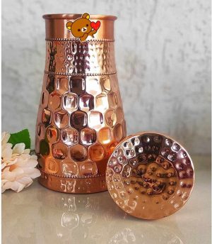 Pure Copper Bedside Pot, Copper Pot, Copper for Pure Water, Copper pot for Bedside Use, Bedside Pot with In built glass