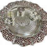Silver Puja thali, silver puja thali set. Pure Silver Pooja Thali complete set, Silver prayer set